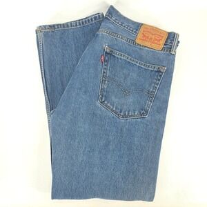 Levi's 505 Denim Jeans Mens 36x29 (36x30) Distressed Straight Fit Workwear Biker